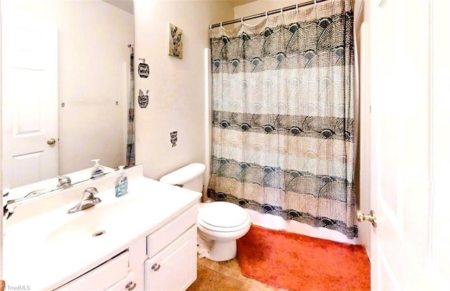 3035 Canterbury Park Dr, Winston-Salem, NC 27127 - bathroom featuring vanity, a shower with shower curtain, and tile patterned floors