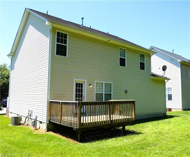3035 Canterbury Park Dr, Winston-Salem, NC 27127 - back of property with a yard and a wooden deck