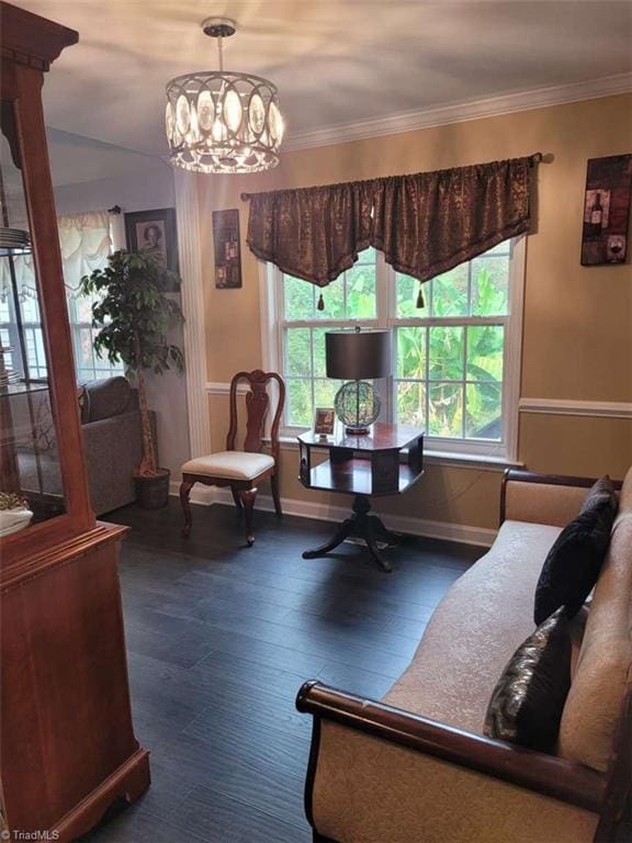 5125 Old Plantation Cir, Winston-Salem, NC 27104 - office area featuring healthy amount of natural light, a chandelier, baseboards, and ornamental molding