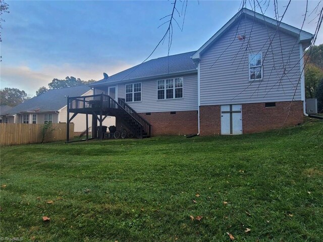5125 Old Plantation Cir, Winston-Salem, NC 27104 - rear view of property featuring stairs, a deck, and crawl space