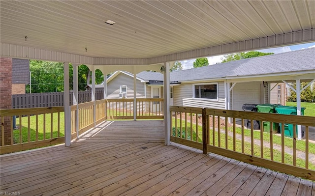 210 W Parkway Ave, High Point, NC 27284 - wooden terrace with an attached garage and a lawn