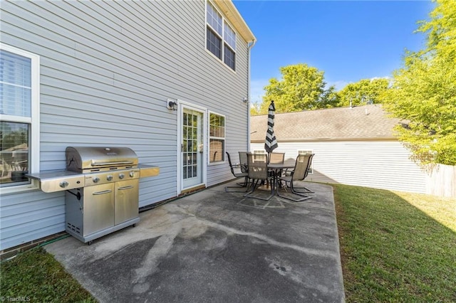 view of patio / terrace featuring grilling area and outdoor dining area