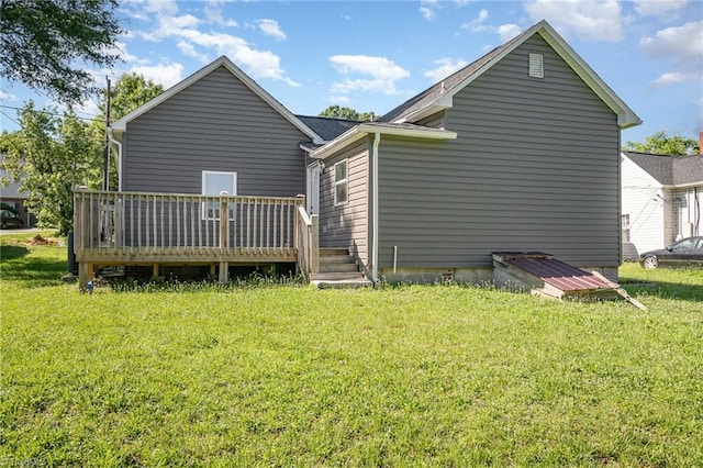 304 Ingram St, Thomasville, NC 27360 - back of property featuring a wooden deck and a yard