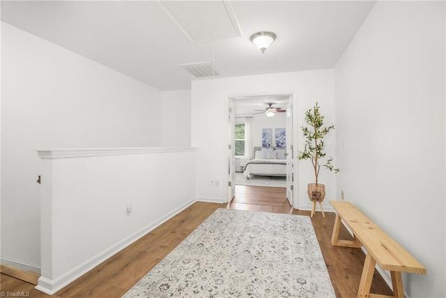 301 Summerwalk Rd, Greensboro, NC 27455 - hall with attic access and wood finished floors