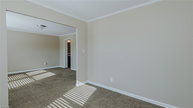 carpeted empty room featuring ornamental molding