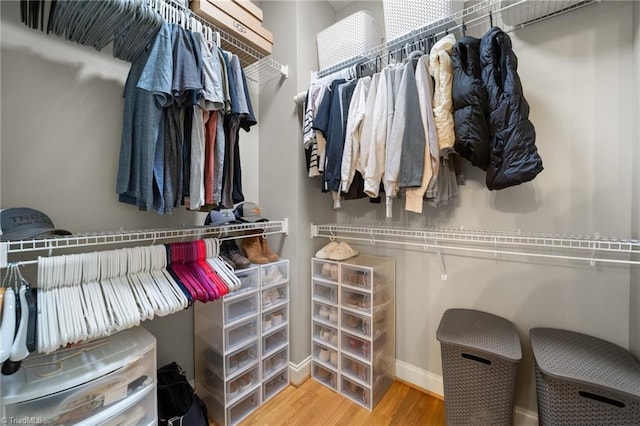 spacious closet featuring wood finished floors