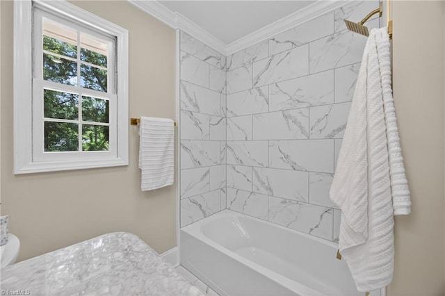 506 Audubon Dr, Greensboro, NC 27410 - full bathroom with ornamental molding and shower / washtub combination