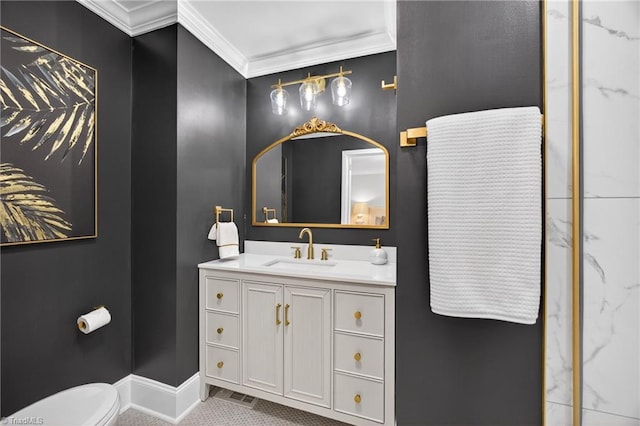 506 Audubon Dr, Greensboro, NC 27410 - bathroom featuring ornamental molding and vanity