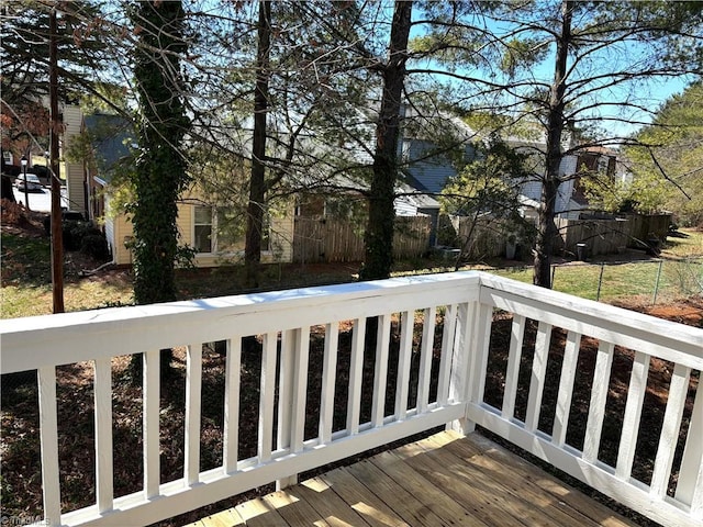 deck featuring fence