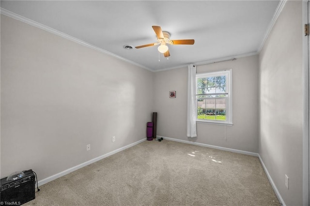 202 Stokes Forest Dr, King, NC 27021 - carpeted empty room with ceiling fan, baseboards, and ornamental molding