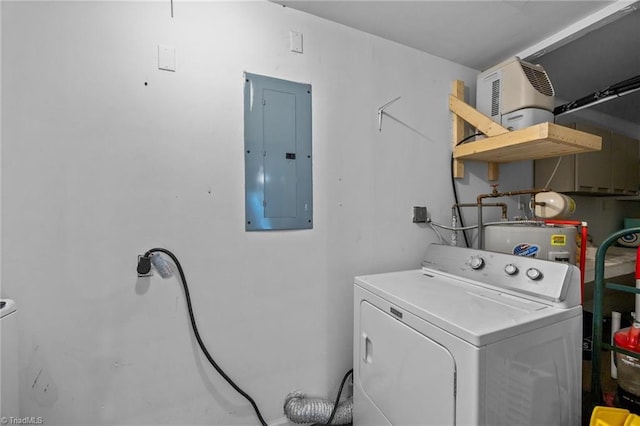 202 Stokes Forest Dr, King, NC 27021 - washroom featuring washer / dryer, electric panel, and electric water heater