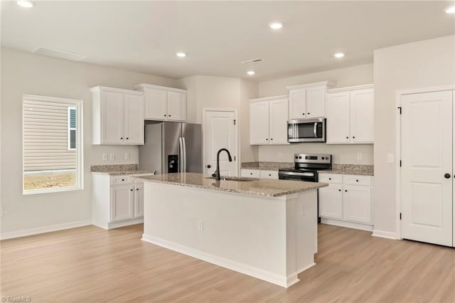 kitchen with white cabinets, appliances with stainless steel finishes, and sink