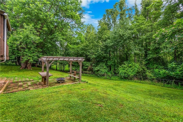 1093 Gordon Rd, Pinnacle, NC 27043 - view of yard with a pergola and an outdoor fire pit