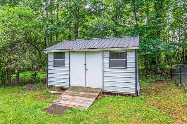 1093 Gordon Rd, Pinnacle, NC 27043 - view of shed with a fenced backyard