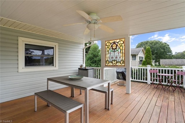 deck featuring a ceiling fan