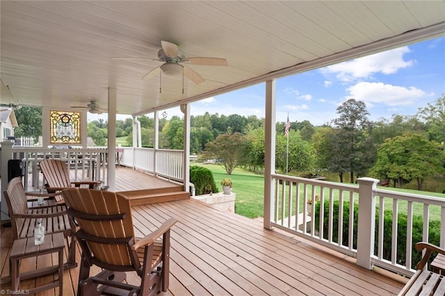 deck featuring ceiling fan