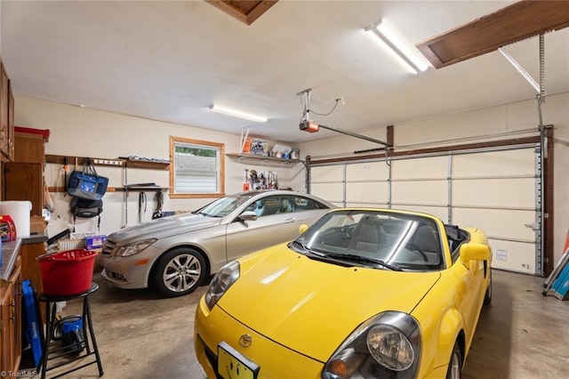 garage with a garage door opener