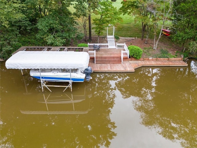 dock area featuring a water view