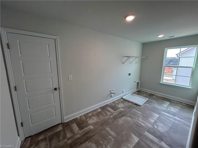 laundry room featuring gas dryer hookup, washer hookup, and electric dryer hookup