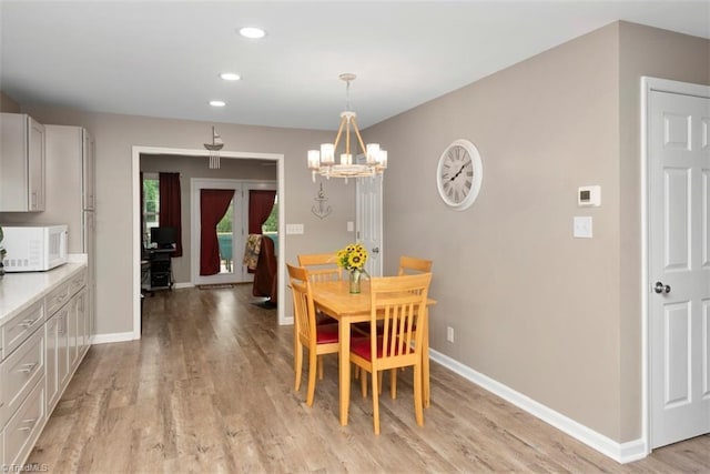 151 N Shore Dr, Lexington, NC 27292 - dining area with recessed lighting, baseboards, a notable chandelier, and light wood-type flooring