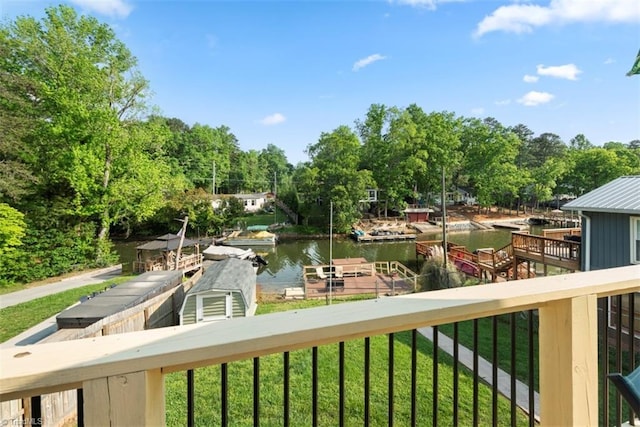 151 N Shore Dr, Lexington, NC 27292 - exterior space with a water view and a boat dock