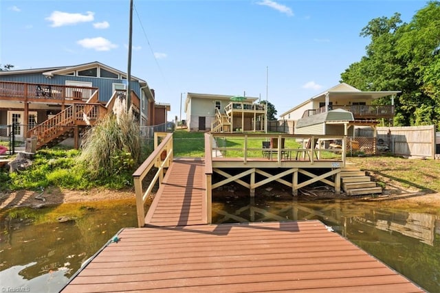 151 N Shore Dr, Lexington, NC 27292 - dock area featuring a deck with water view and stairway