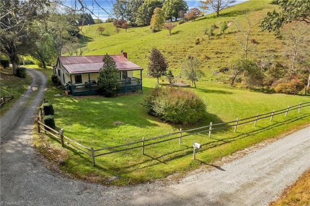 bird's eye view featuring a rural view