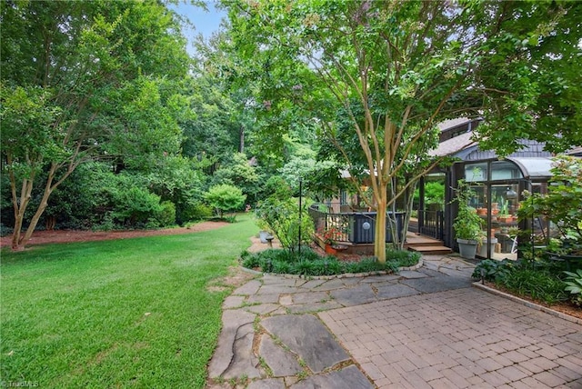 1901 Runnymede Rd, Winston-Salem, NC 27104 - view of grassy yard with a wooden deck