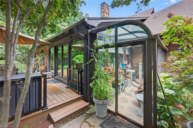 1901 Runnymede Rd, Winston-Salem, NC 27104 - wooden deck featuring a sunroom