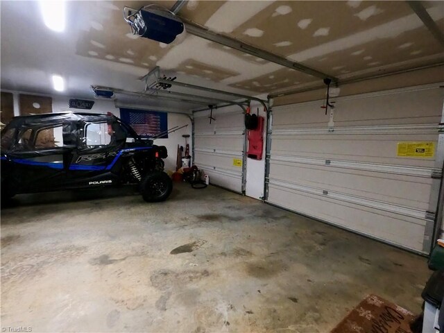 garage with a garage door opener