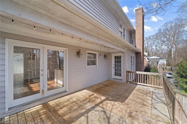 wooden deck with french doors