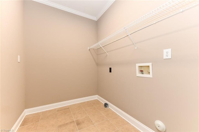 laundry area featuring washer hookup and ornamental molding