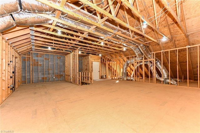 view of unfinished attic