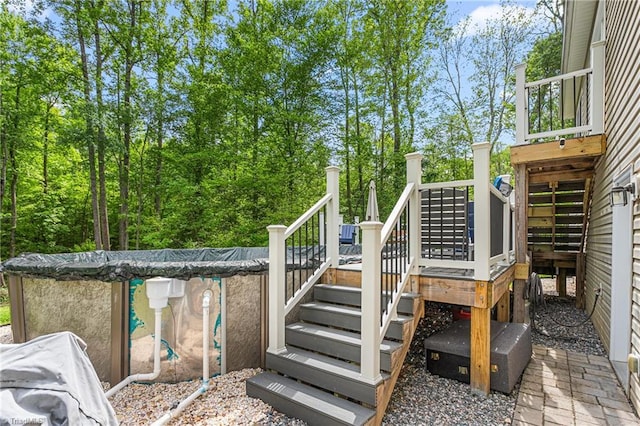 wooden terrace with stairway