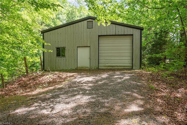 detached garage with driveway