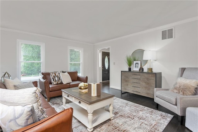 4105 Oak Hollow Dr, High Point, NC 27265 - living area with ornamental molding and dark wood finished floors