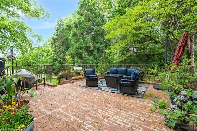 7672 Crossing Ridge Dr, Belews Creek, NC 27009 - view of patio with an outdoor hangout area and area for grilling