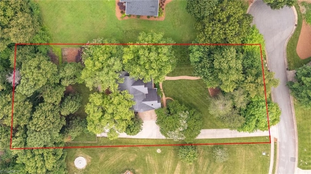 7672 Crossing Ridge Dr, Belews Creek, NC 27009 - aerial view of property and surrounding area with property boundaries highlighted