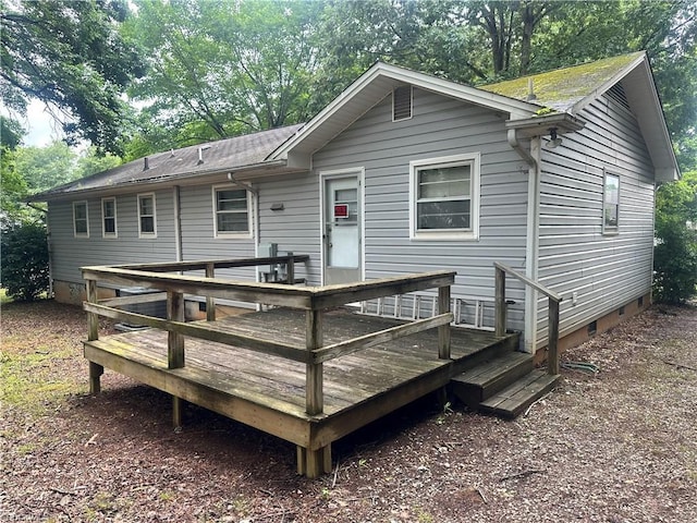 3815 Sheridan Rd, Greensboro, NC 27455 - rear view of property with a wooden deck, crawl space, and roof with shingles