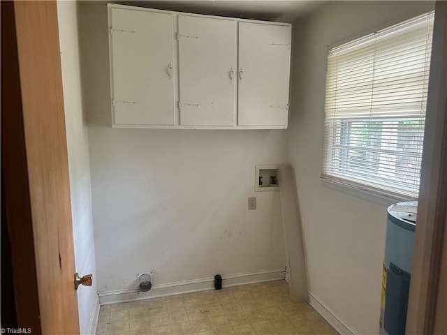 3815 Sheridan Rd, Greensboro, NC 27455 - laundry room featuring cabinet space, hookup for a washing machine, baseboards, and water heater