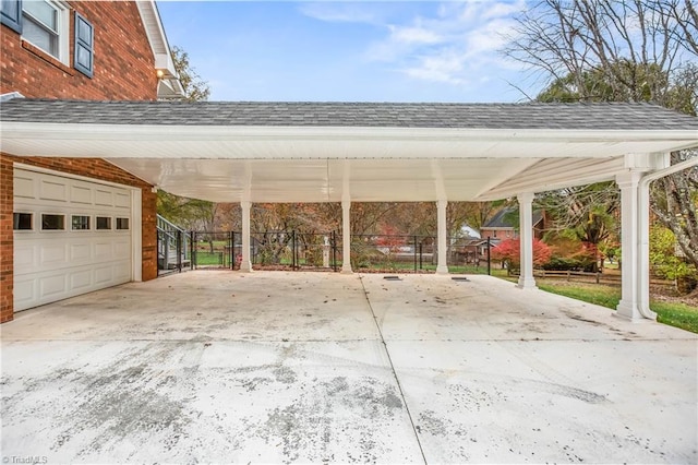 exterior space featuring a carport