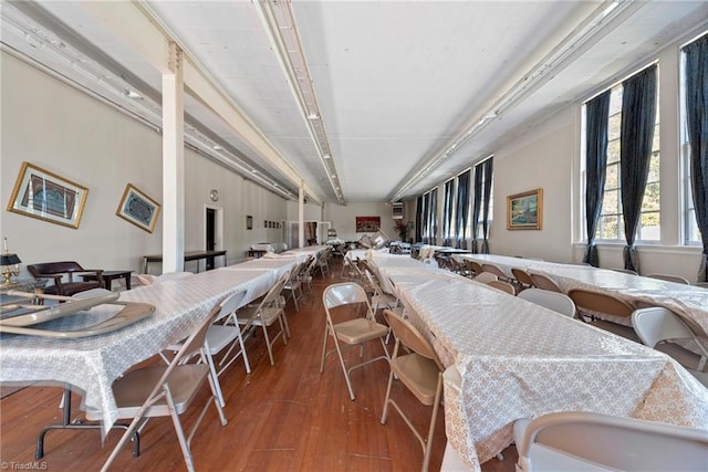 dining area featuring wood-type flooring