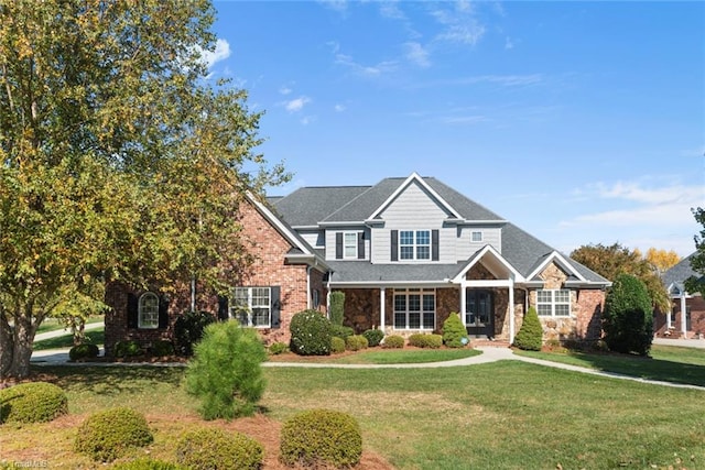 view of front of property with a front lawn