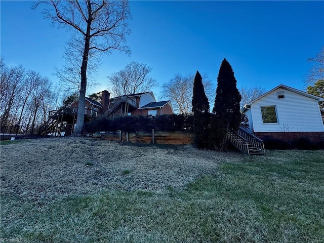 view of yard with stairway