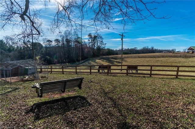 view of yard featuring a rural view