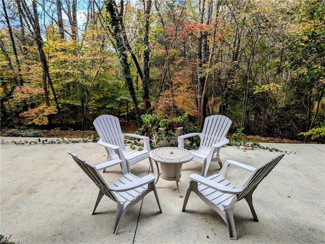 view of patio / terrace with an outdoor fire pit