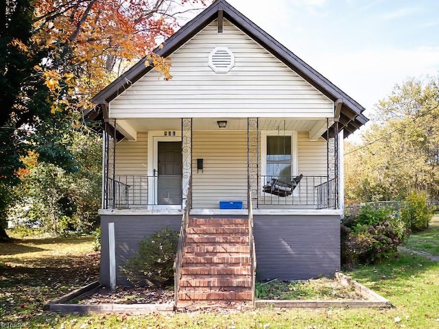 bungalow featuring a porch