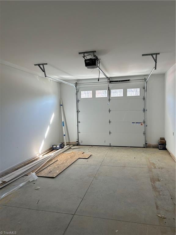 garage with a garage door opener