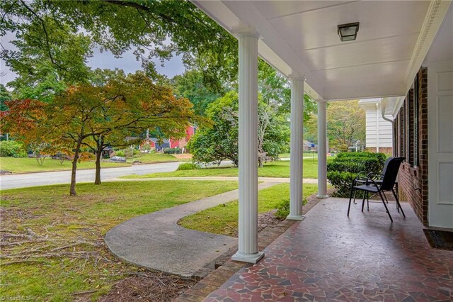 view of patio featuring covered porch