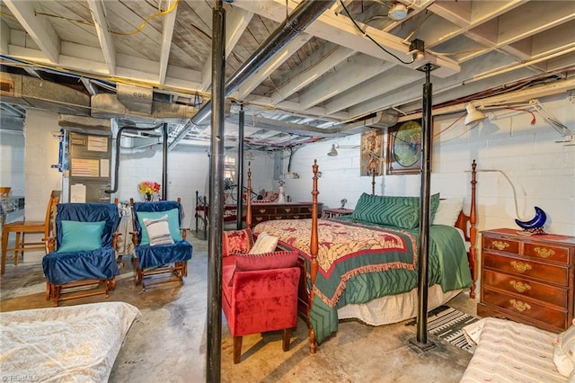 bedroom with concrete flooring